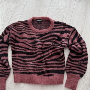Express Mauve and Black Animal Print Sweater